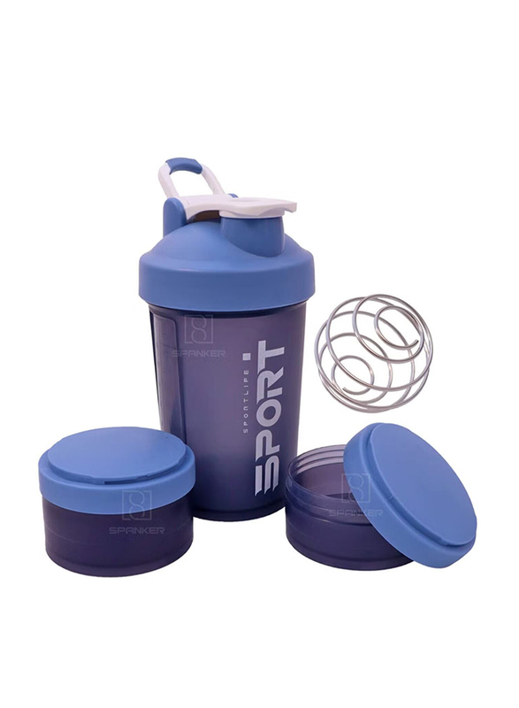 Sport 236ml Portable Supplement Mixer Cup with Powder Storage for Running Cycling Fitness Protein Shaker Bottle, Blue