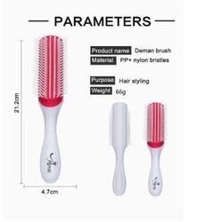 Prime Anti-Static Comb Detangling Round Hair Brush for Dry Hair, White/Red, 1 Piece