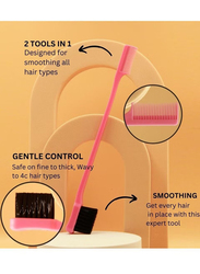 Prime 2-in-1 Edge Control & Hair Brush for All Hair Types, Pink, 1 Piece