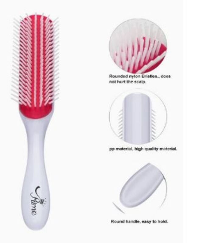 Prime Anti-Static Comb Detangling Round Hair Brush for Dry Hair, White/Red, 1 Piece