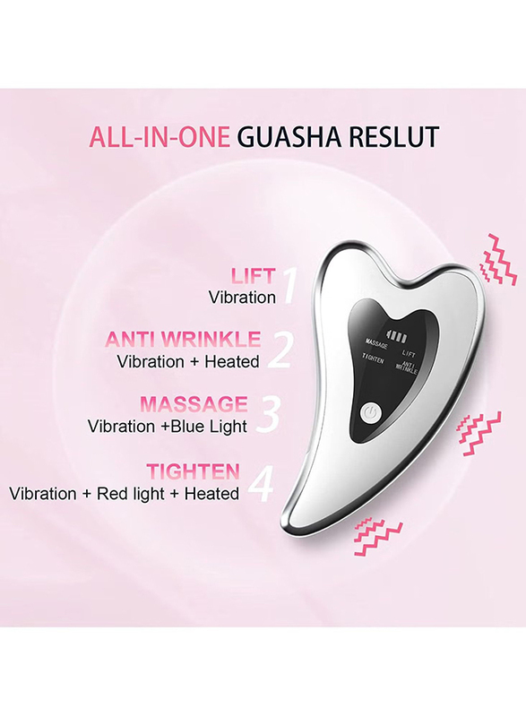 Prime Anti-Aging & Wrinkles Puffiness Heated & Vibration & Red Light Face Massager, White