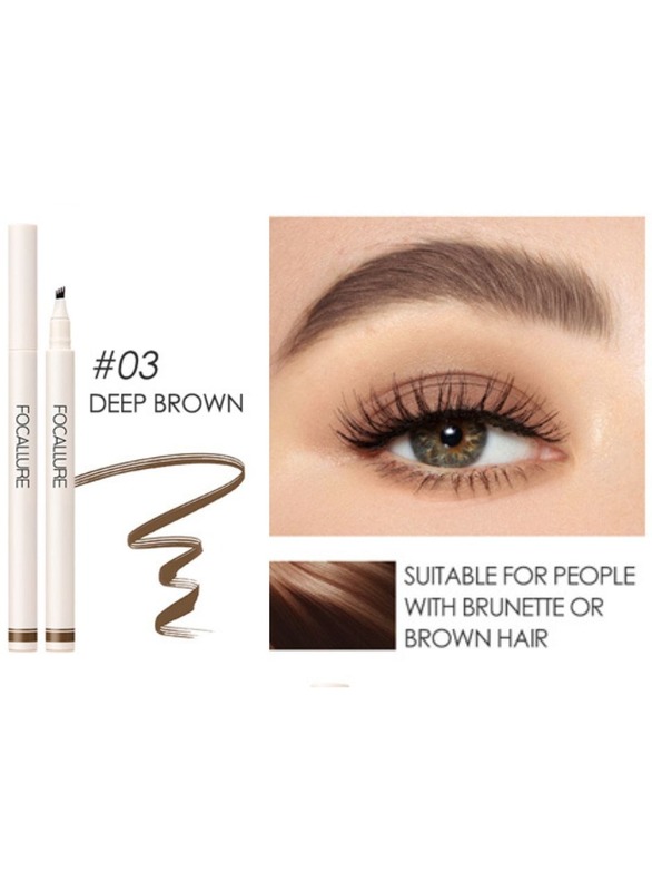 Waterproof Long Lasting 4 Fork Liquid Eyebrow Pen -03 Deep Brown