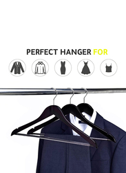 Hanger Hub 20-Piece Strong Wooden Hangers with Silver Chrome Hooks, Black