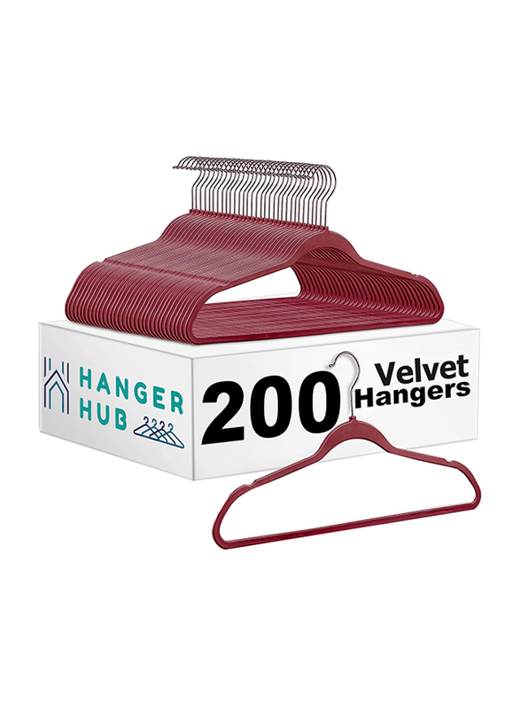 Hanger Hub 200-Piece Premium Velvet Hangers, Burgundy