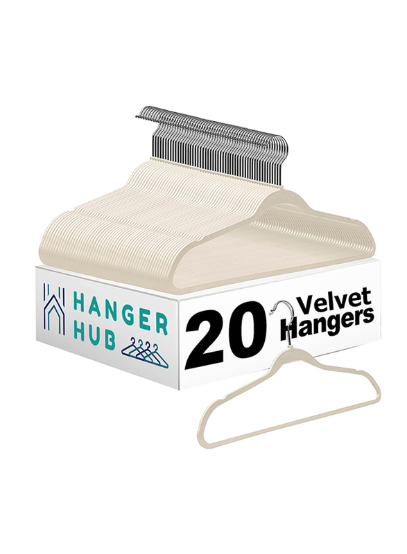 Hanger Hub 20-Piece Premium Velvet Hangers, Beige