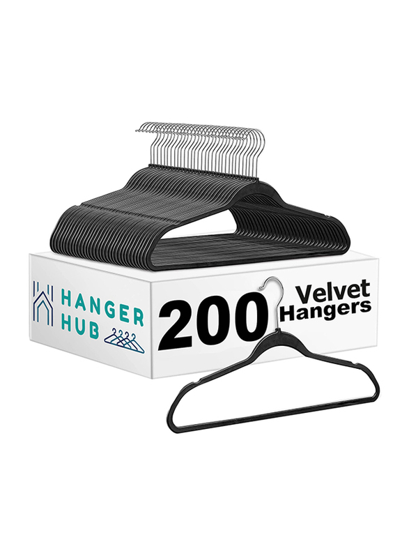 Hanger Hub 200-Piece Premium Velvet Hangers, Black