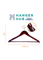 Hanger Hub 20-Piece Strong Wooden Hangers with Silver Chrome Hooks, Cherry Brown