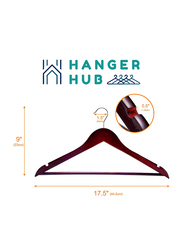 Hanger Hub 60-Piece Strong Wooden Hangers with Silver Chrome Hooks, Cherry Brown