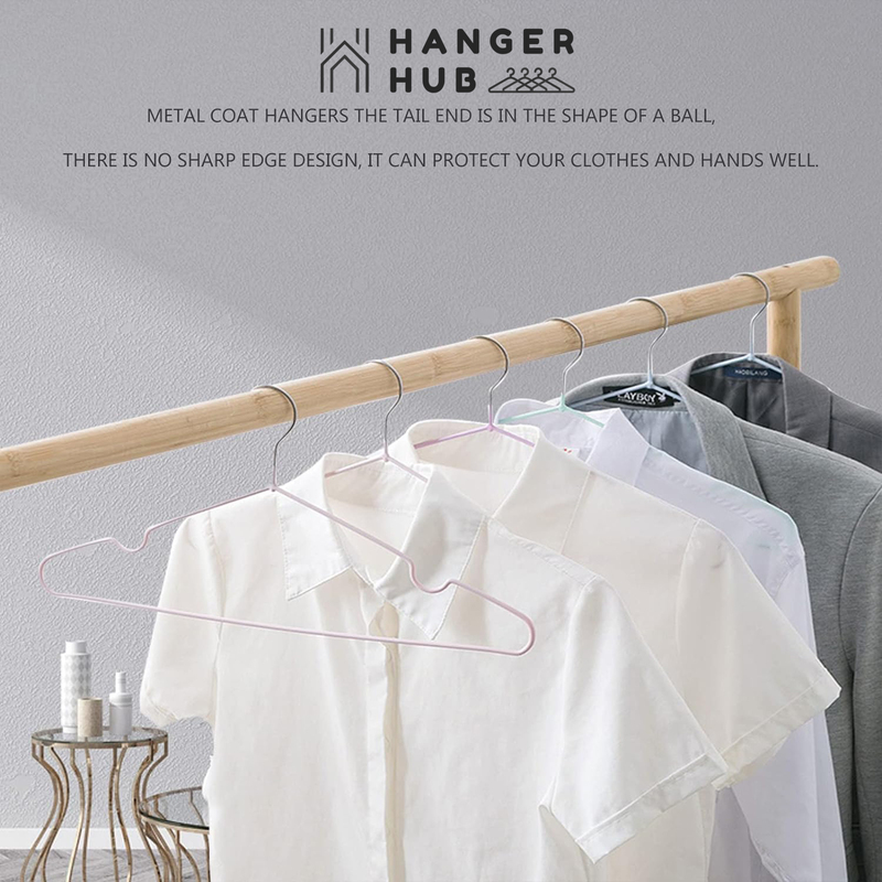 Hanger Hub 30-Piece Slim & Space-Saving Heavy Duty Wire Rubber Coated Metal Hangers, Blush Pink