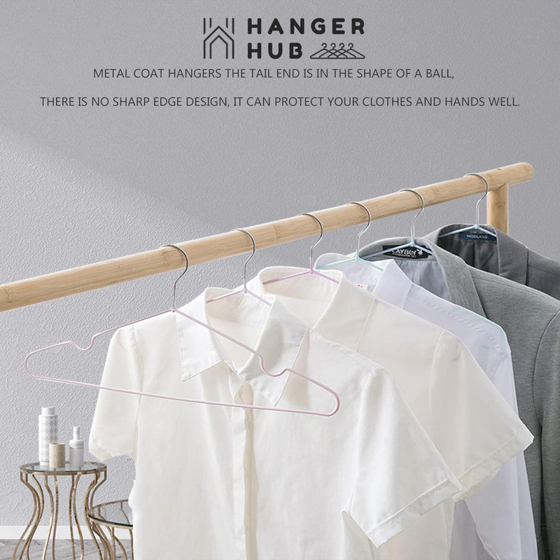 Hanger Hub 20-Piece Slim & Space-Saving Heavy Duty Wire Rubber Coated Metal Hangers, Blush Pink