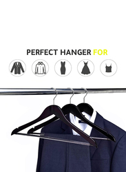 Hanger Hub 30-Piece Strong Wooden Hangers with Silver Chrome Hooks, Black