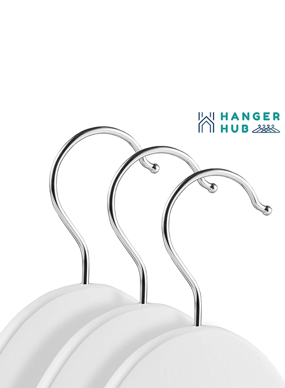 Hanger Hub 20-Piece Strong Wooden Hangers with Silver Chrome Hooks, White
