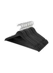 Hanger Hub 30-Piece Strong Wooden Hangers with Silver Chrome Hooks, Black