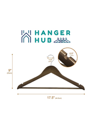 Hanger Hub 60-Piece Strong Wooden Hangers with Silver Chrome Hooks, Vintage Brown