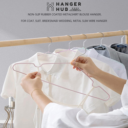Hanger Hub 30-Piece Slim & Space-Saving Heavy Duty Wire Rubber Coated Metal Hangers, Blush Pink
