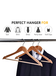 Hanger Hub 20-Piece Strong Wooden Hangers with Silver Chrome Hooks, Natural Wood