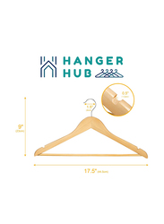 Hanger Hub 40-Piece Strong Wooden Hangers with Silver Chrome Hooks, Natural Wood