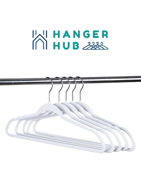 Hanger Hub 50-Piece Premium Velvet Hangers, White