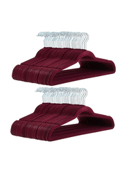 Hanger Hub 50-Piece Non-Slip Space Saving Premium Velvet Clothes Hangers, Burgundy