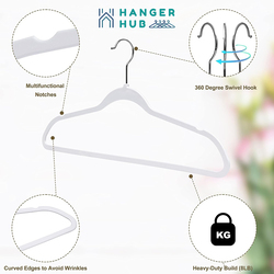 Hanger Hub 50-Piece Premium Velvet Hangers, White