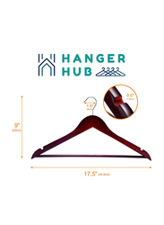 Hanger Hub 15-Piece Strong Wooden Hangers with Silver Chrome Hooks, Cherry Brown