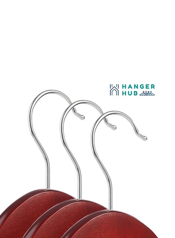 Hanger Hub 40-Piece Strong Wooden Hangers with Silver Chrome Hooks, Cherry Brown