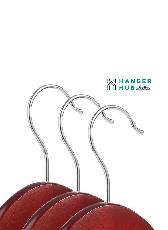 Hanger Hub 30-Piece Strong Wooden Hangers with Silver Chrome Hooks, Cherry Brown