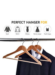 Hanger Hub 40-Piece Strong Wooden Hangers with Silver Chrome Hooks, Natural Wood