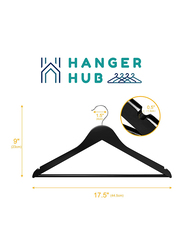 Hanger Hub 40-Piece Strong Wooden Hangers with Silver Chrome Hooks, Black