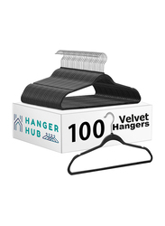 Hanger Hub 100-Piece Premium Velvet Hangers, Black