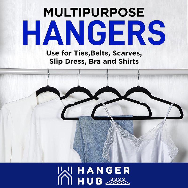 Hanger Hub 10-Piece Premium Velvet Hangers, Black