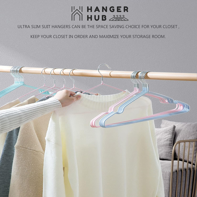 Hanger Hub 20-Piece Slim & Space-Saving Heavy Duty Wire Rubber Coated Metal Hangers, White