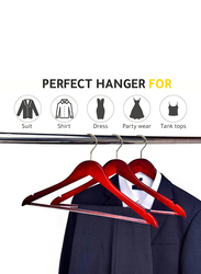 Hanger Hub 20-Piece Strong Wooden Hangers with Silver Chrome Hooks, Cherry Brown