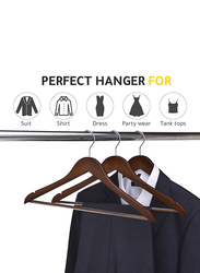 Hanger Hub 20-Piece Strong Wooden Hangers with Silver Chrome Hooks, Vintage Brown