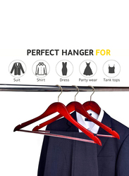 Hanger Hub 30-Piece Strong Wooden Hangers with Silver Chrome Hooks, Cherry Brown