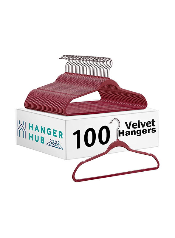 Hanger Hub 100-Piece Premium Velvet Hangers, Burgundy