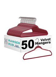 Hanger Hub 50-Piece Premium Velvet Hangers, Burgundy