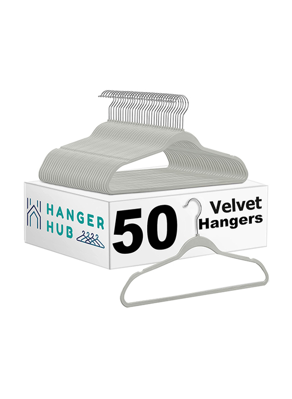 Hanger Hub 50-Piece Premium Velvet Hangers, Grey