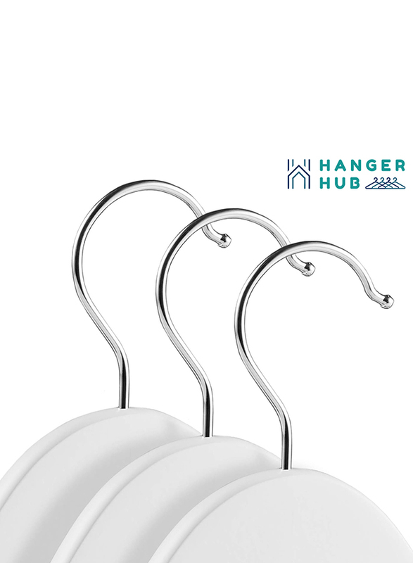 Hanger Hub 30-Piece Strong Wooden Hangers with Silver Chrome Hooks, White