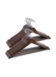 Hanger Hub 60-Piece Strong Wooden Hangers with Silver Chrome Hooks, Vintage Brown