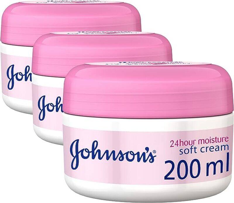 

Johnson's Johnson’s 24 Hour Moisture Soft Cream, Pack of 3x100ml, Enriched with Shea Butter, Reduces Skin Tightness, Flakiness, and Dullness, Moisturizing Cream