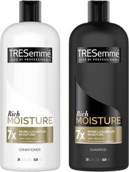 TRESemme Shampoo and Conditioner Rich Moisture Set Deep Conditioner with Vitamin E for Dry, Damaged Hair, Hair Care with Vitamins and Biotin Shampoo, 56 Fl Oz (Set), Pack of 3, 8.0 Count