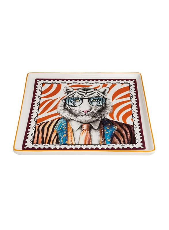 

Egan Tiger Porcelain Human Essence Serving Tray, Multicolour