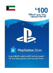 Sony PlayStation Network Kuwait Store 100 Dollar Wallet Top-Up Gift Card for PlayStation, Multicolour