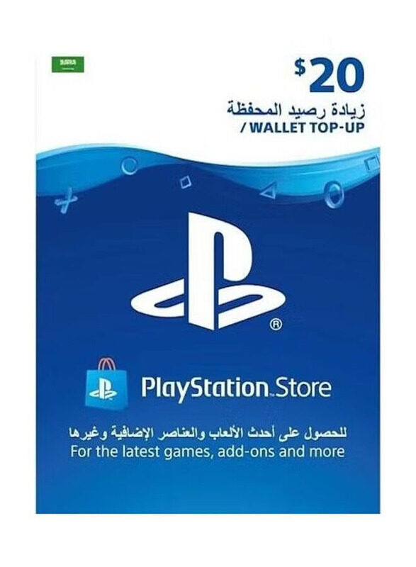 

Sony PlayStation Network Saudi Store 20 Dollar Wallet Top-Up Gift Card for PlayStation, Multicolour