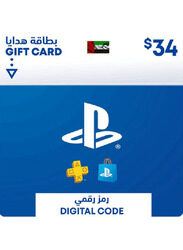 Sony PlayStation Plus UAE 34 Dollars Digital Gift Card Membership for PlayStation PS4 PS5, Multicolour