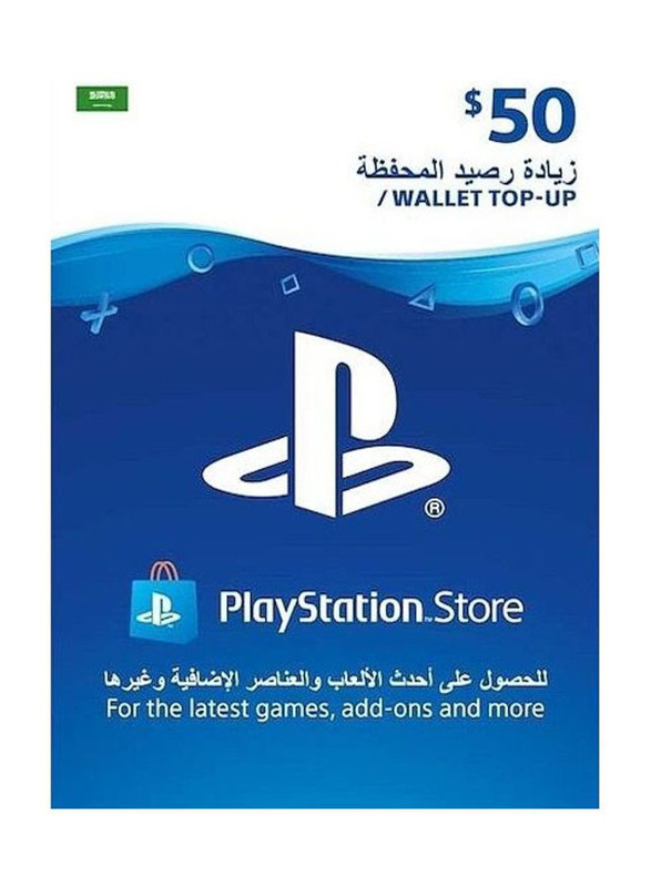 Sony PlayStation Network Saudi Store 50 Dollar Gift Card for PlayStation, Multicolour