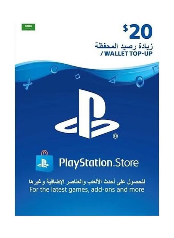 Sony PlayStation Network Saudi Store 20 Dollar Wallet Top-Up Gift Card for PlayStation, Multicolour