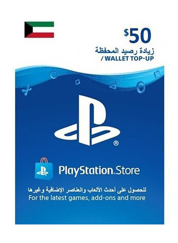 Sony PlayStation Network Kuwait Store 50 Dollar Wallet Top-Up Gift Card for PlayStation, Multicolour