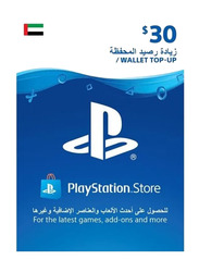 Sony PlayStation Network Store UAE 30 Dollar Wallet Top-Up Gift Card for PlayStation, Multicolour